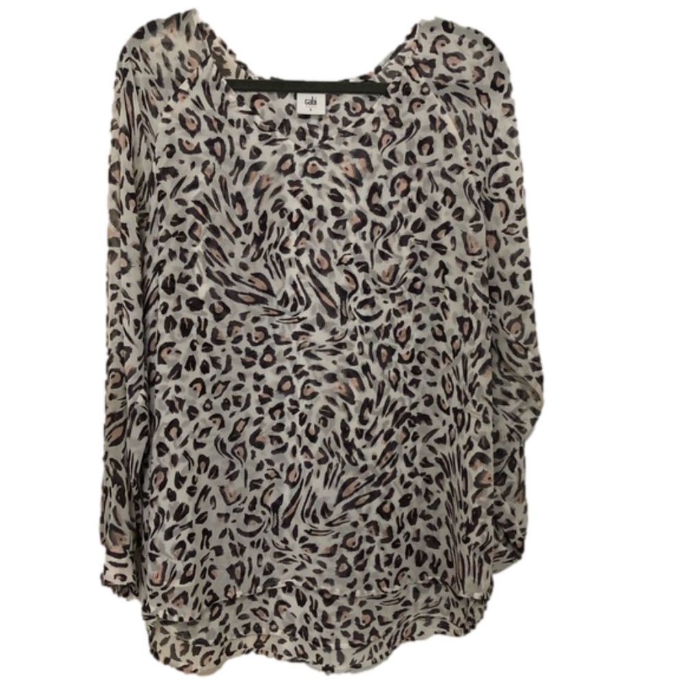 CAbi Glamour White Leopard Blouse